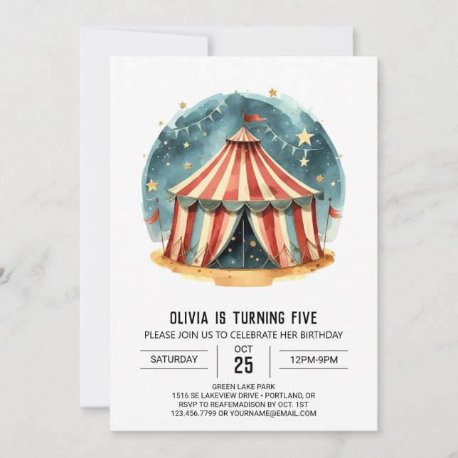 Carnival Digital Magic Circus Birthday Invitation (Front)