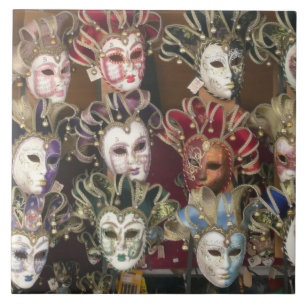 Carnival Face Masks, Italian Street Market Ceramic Tile