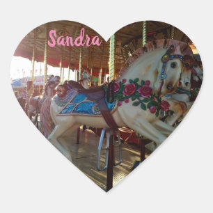 Carnival Fair Carousel Merry-Go-Roung Horse Heart Sticker