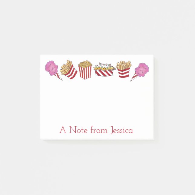 Carnival Fair Food Popcorn Nacho Fries Post Its Post-it Notes (Front)