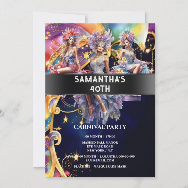 Carnival festival lgbtq circus celebration theme invitation (Front)