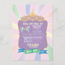 Carnival - Funfair -Pastel - Birthday - Invitation