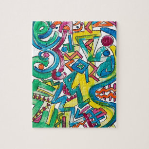 Carnival-Hand Painted Modern Geometric Art Jigsaw Puzzle