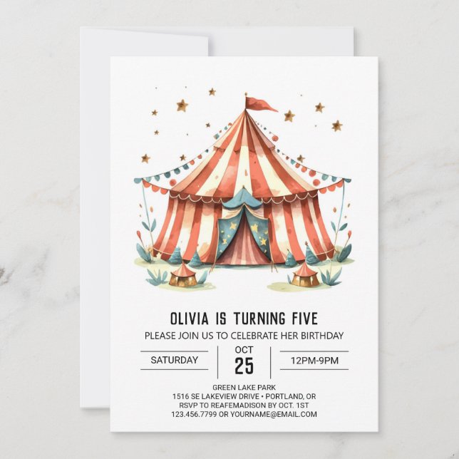 Carnival Happy Delight Circus Birthday Invitation (Front)