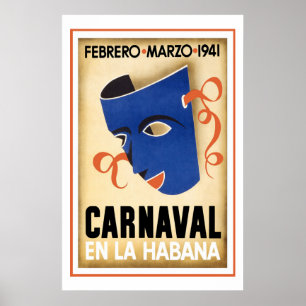 Carnival in Havana Vintage Travel Poster