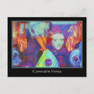 Carnival in Venice - Colourful Carnival Masks Postcard
