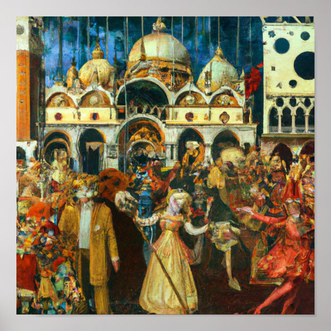 carnival in Venice oil painting renaissance style Poster (Front)