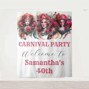 Carnival ladies rose flower fantasy feathers glam tapestry