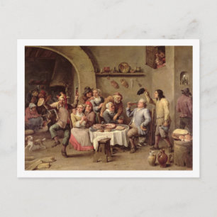 Carnival: 'Le Roi Boit', 1690 (oil on copper) Postcard