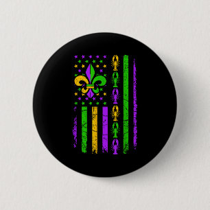 Carnival Mardi Gras Usa American Flag Crawfish Par 6 Cm Round Badge
