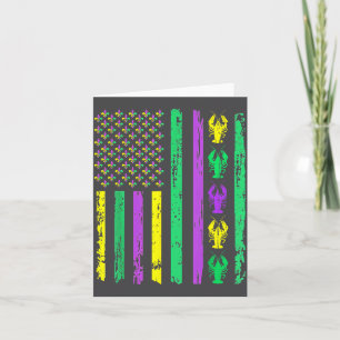 Carnival Mardi Gras Usa American Flag Crawfish Par Card