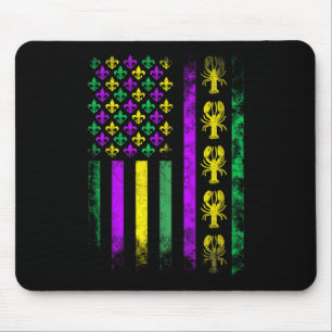 Carnival Mardi Gras Usa American Flag Crawfish Par Mouse Pad