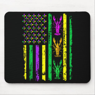 Carnival Mardi Gras Usa American Flag Crawfish Par Mouse Pad