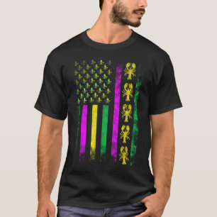 Carnival Mardi Gras Usa American Flag Crawfish Par T-Shirt