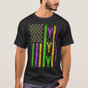 Carnival Mardi Gras Usa American Flag Crawfish Par T-Shirt