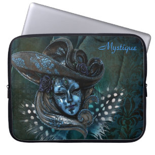 Carnival Mask - Blue Damask Laptop Sleeve
