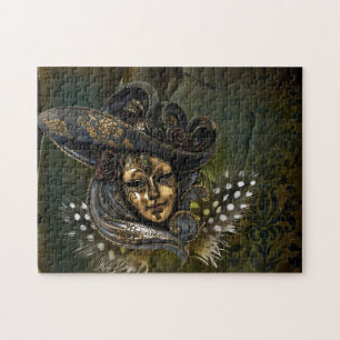 Carnival Mask-Green Damask Puzzle