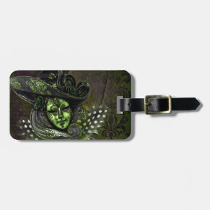 Carnival Mask- Peridot Damask Luggage Tag
