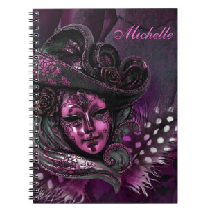 Carnival Mask-Pink Damask Note Book