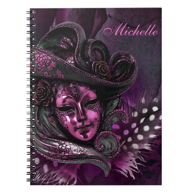 Carnival Mask-Pink Damask Note Book (Front)