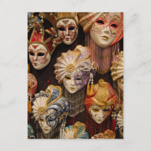 Carnival Masks in Venice Postcard