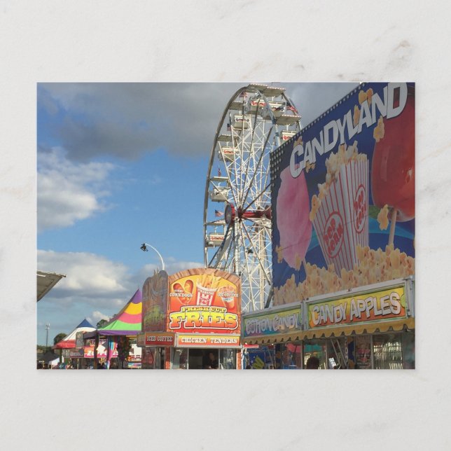 Carnival Midway with Sno Cone stand in foreground Postcard (Front)