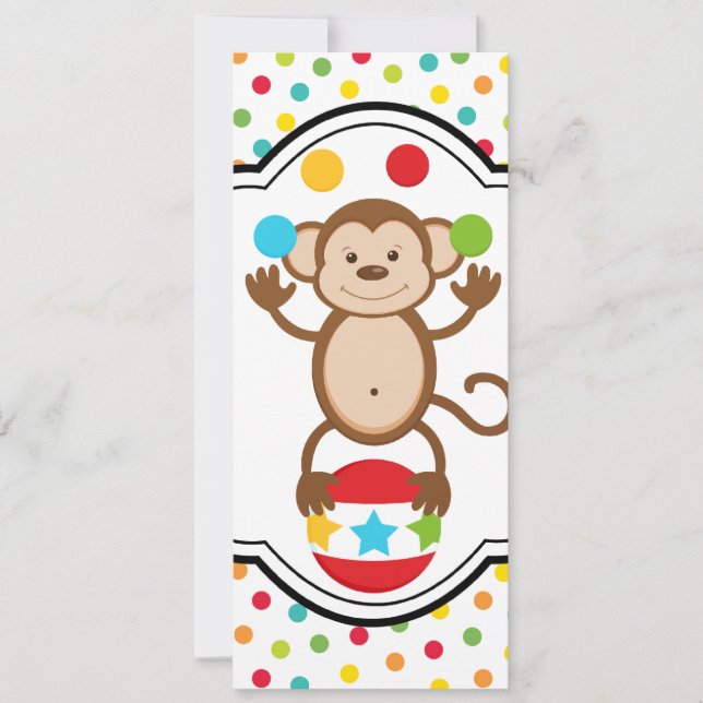 Carnival Monkey Birthday Invitation (Front)