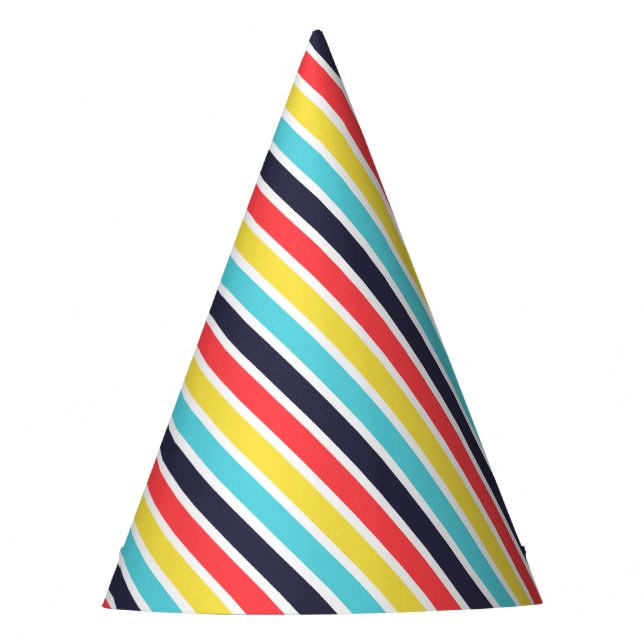 Carnival Multi Diagonal Stripe Party Hat (Front)