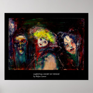 CARNIVAL NIGHT IN VENICE Venetian Masquerade Masks Poster