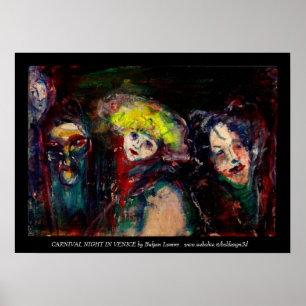 CARNIVAL NIGHT IN VENICE Venetian Masquerade Masks Poster