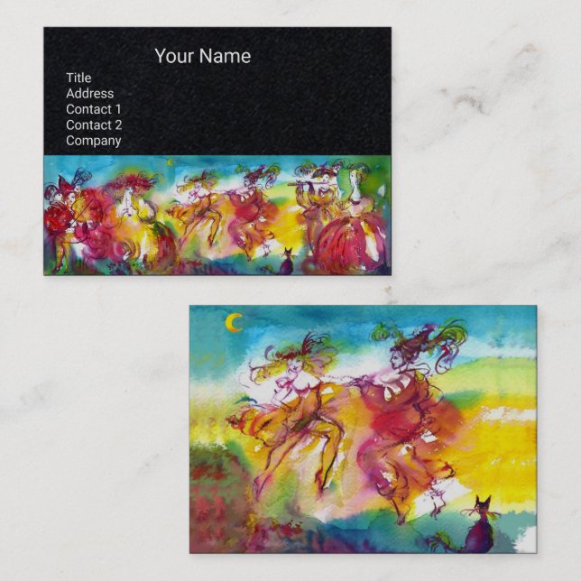 CARNIVAL NIGHT Masquerade Dance,Music Black Paper Business Card (Front/Back)