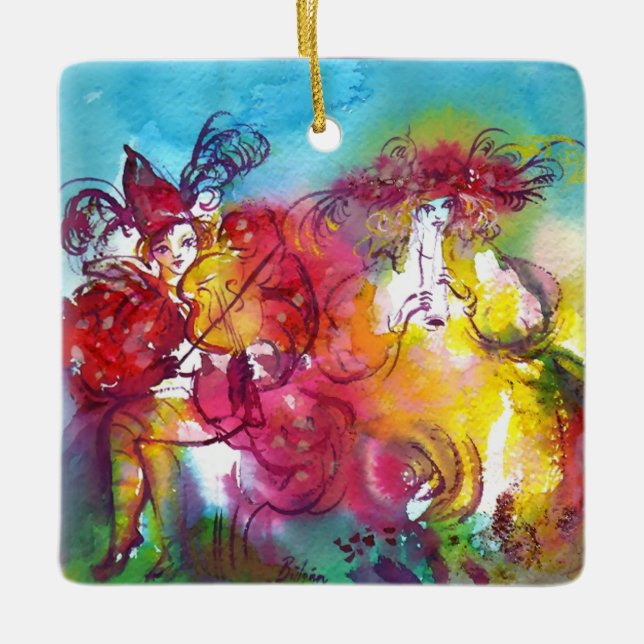 CARNIVAL NIGHT / Venetian Masquerade,Dance Music Ceramic Tree Decoration (Front)