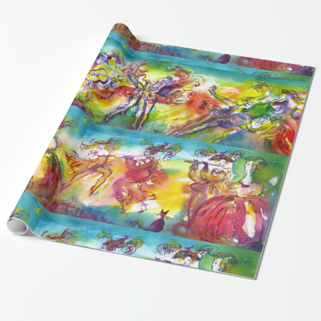 CARNIVAL NIGHT / Venetian Masquerade,Dance Music Wrapping Paper (Unrolled)