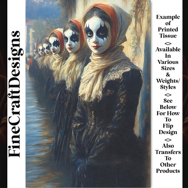 Carnival Noir Painted Face Actors BJ9 Decoupage Tissue Paper (Creator Uploaded)