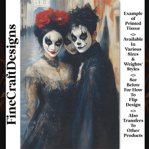 Carnival Noir Victorian Mime Actors BJ7 Decoupage Tissue Paper