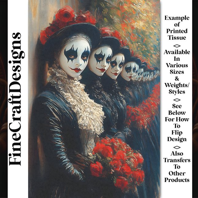 Carnival Noir Victorian Mime Women BJ4 Decoupage Tissue Paper (Creator Uploaded)