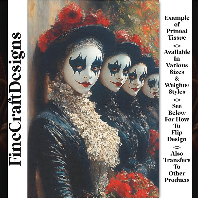 Carnival Noir Victorian Mime Women BJ5 Decoupage Tissue Paper (Creator Uploaded)