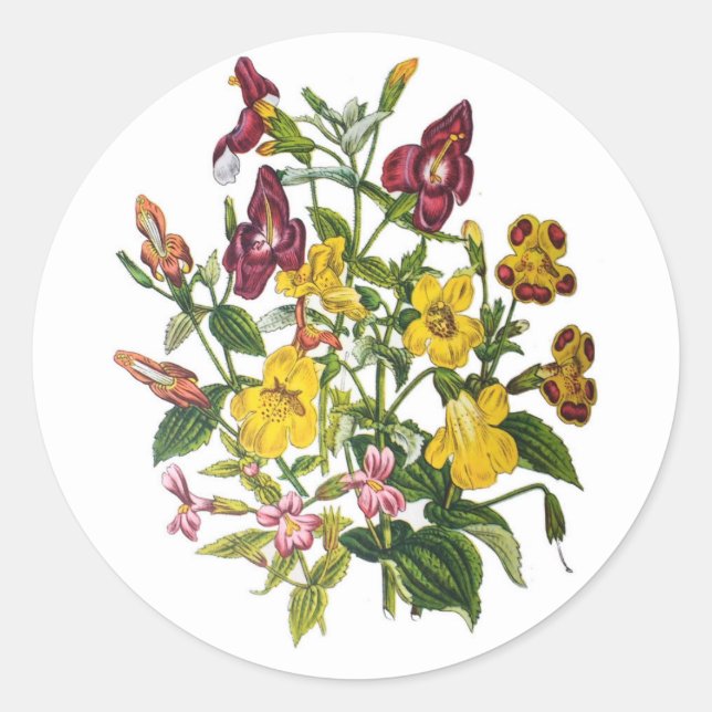 Carnival of flowers classic round sticker (Front)