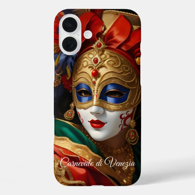 Carnival of Venice mask gold red blue Case-Mate iPhone Case (Back)
