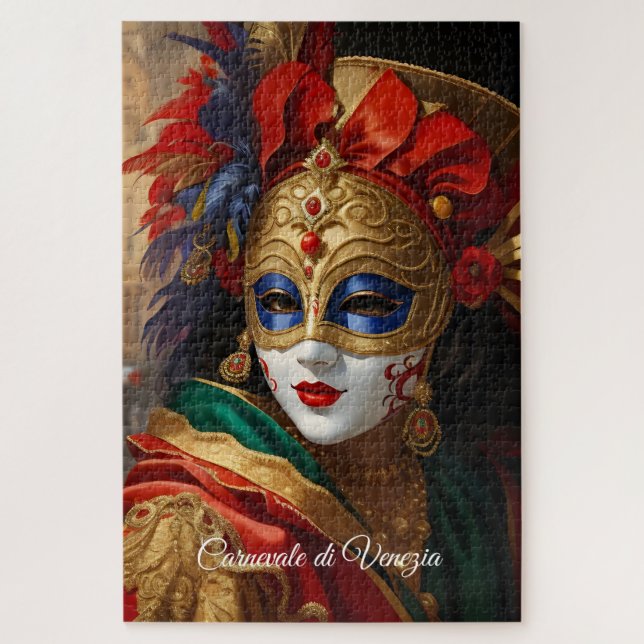 Carnival of Venice mask gold red blue Jigsaw Puzzle (Vertical)