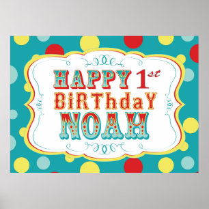 Carnival or Circus Birthday Banner Noah Poster