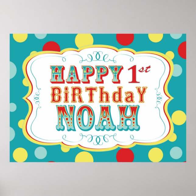 Carnival or Circus Birthday Banner Noah Poster (Front)