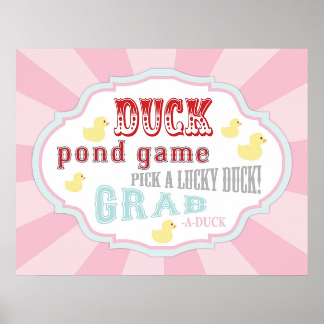 Carnival or Circus Duck Pond Game Sign (Front)