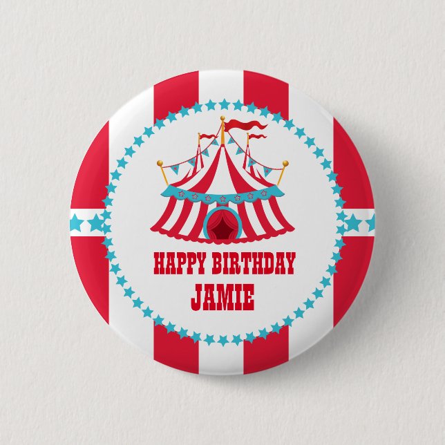Carnival or Circus Tent, Birthday Button (Front)