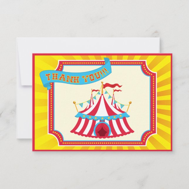 Carnival or Circus Thank You Cards. (Front)