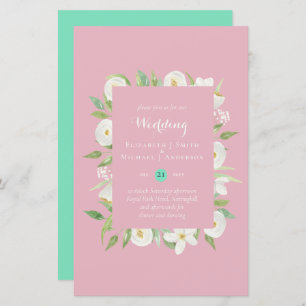Carnival Pink Green Budget Wedding Invite A9