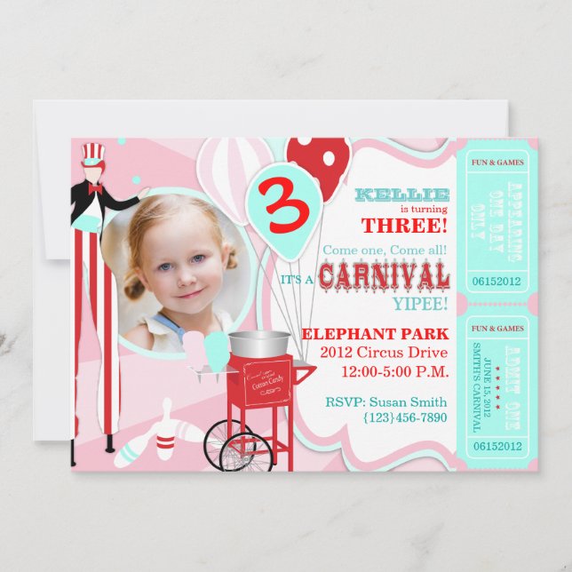 Carnival Pink Invitation (Front)