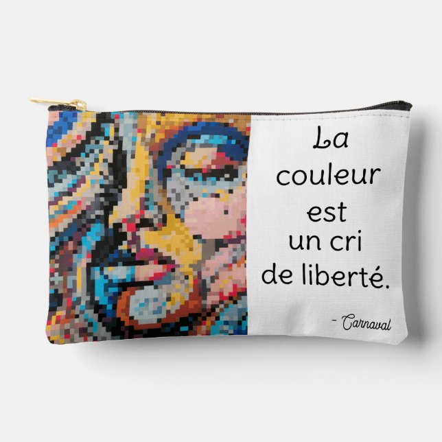 Carnival Portrait Pixel Art Colorful Accessory Pouch (Front)