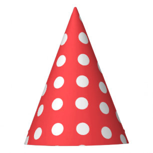 Carnival Red Back Large White Dots Party Hat