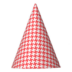 Carnival Red White Houndstooth Party Hat